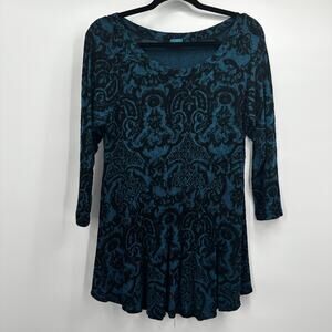 Tianello Sochi Tunic Womens Medium Velvet Pattern Long Sleeve Made in USA